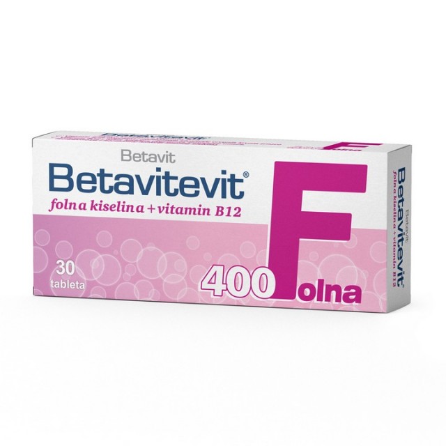 Betavitevit Folna kiselina 400mg + B12 30 tableta Betavitevit Folna kiselina 400mg + B12 30 tableta