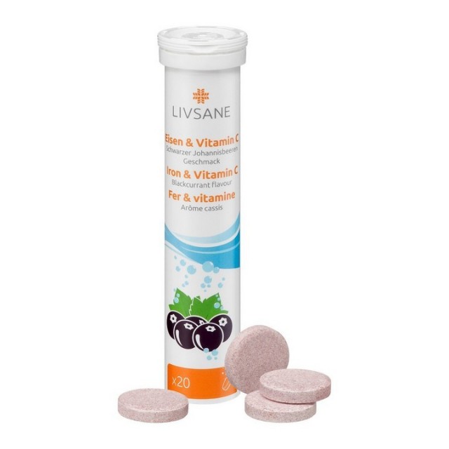 LIVSANE Gvožđe i vitamin C sa ukusom crne ribizle eff. A20 LIVSANE Gvožđe i vitamin C sa ukusom crne ribizle eff. A20