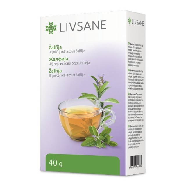 LIVSANE Čaj žalfija od listova 40g LIVSANE Čaj žalfija od listova 40g